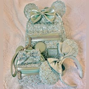 Loungefly Disney Parks Arendelle Aqua Sequin Set- Discontinued/Rare 2020